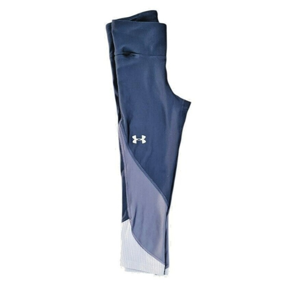 Under Armour HeatGear Compression Leggings Navy Blue Gray Colorblock Womens XS